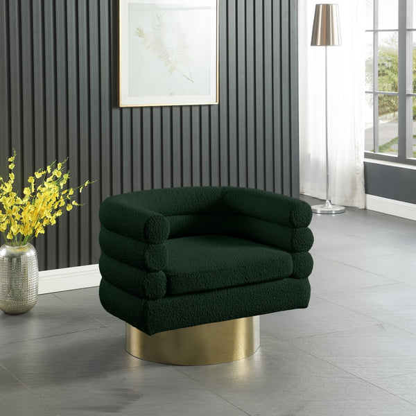 Tessa Boucle Fabric / Stainless Steel / Foam Contemporary Green Boucle Fabric Accent Chair - 33.5" W x 28" D x 26.5" H