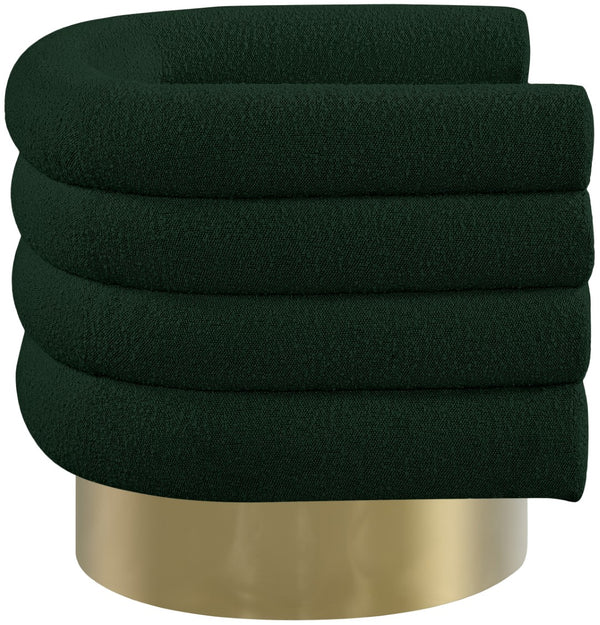 Tessa Boucle Fabric / Stainless Steel / Foam Contemporary Green Boucle Fabric Accent Chair - 33.5" W x 28" D x 26.5" H