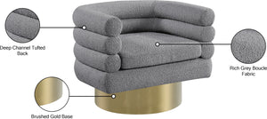 Tessa Boucle Fabric / Stainless Steel / Foam Contemporary Grey Boucle Fabric Accent Chair - 33.5" W x 28" D x 26.5" H