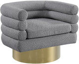 Tessa Boucle Fabric / Stainless Steel / Foam Contemporary Grey Boucle Fabric Accent Chair - 33.5" W x 28" D x 26.5" H