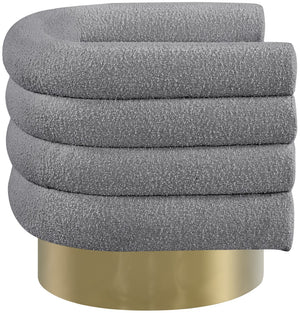 Tessa Boucle Fabric / Stainless Steel / Foam Contemporary Grey Boucle Fabric Accent Chair - 33.5" W x 28" D x 26.5" H