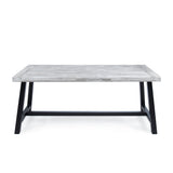 Noble House Jubilee Modern Industrial 3 Piece Acacia Wood Picnic Dining Set with Benches, Sandblasted Light Gray and Black Rustic Metal