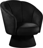 Swanson Velvet / Engineered Wood / Foam Contemporary Black Velvet Accent Chair - 31" W x 31" D x 34.5" H