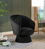 Swanson Velvet / Engineered Wood / Foam Contemporary Black Velvet Accent Chair - 31" W x 31" D x 34.5" H
