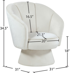 Swanson Velvet / Engineered Wood / Foam Contemporary Cream Velvet Accent Chair - 31" W x 31" D x 34.5" H
