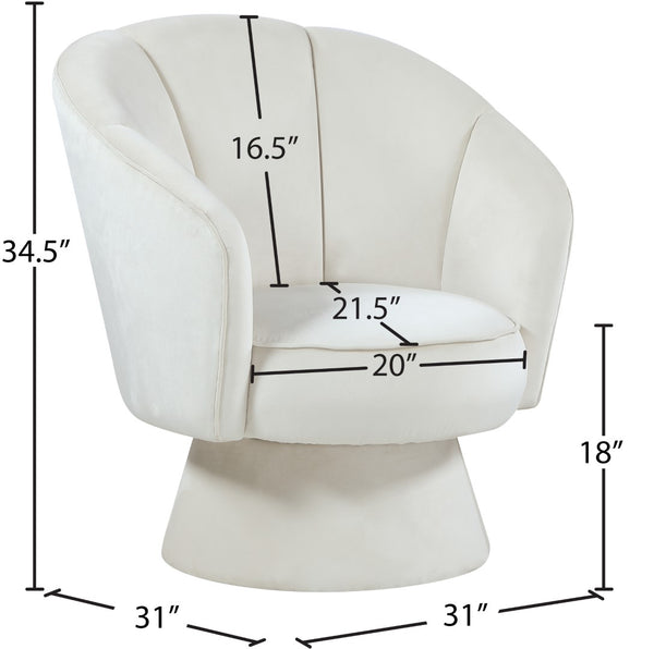 Swanson Velvet / Engineered Wood / Foam Contemporary Cream Velvet Accent Chair - 31" W x 31" D x 34.5" H