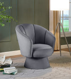 Swanson Velvet / Engineered Wood / Foam Contemporary Grey Velvet Accent Chair - 31" W x 31" D x 34.5" H