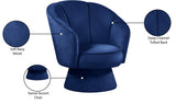 Swanson Velvet / Engineered Wood / Foam Contemporary Navy Velvet Accent Chair - 31" W x 31" D x 34.5" H