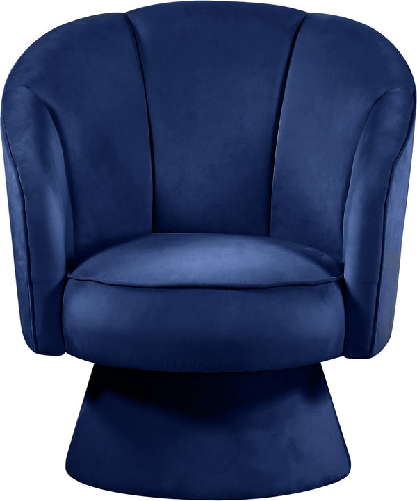 Swanson Velvet / Engineered Wood / Foam Contemporary Navy Velvet Accent Chair - 31" W x 31" D x 34.5" H