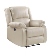 Zuriel Contemporary Power Recliner with USB Port  Beige PU(#Gray001) 54612-ACME