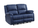 Zuriel Contemporary Power Motion Loveseat with USB Port Blue PU(#Blue001) 54616-ACME