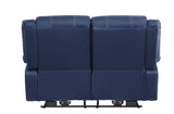 Zuriel Contemporary Power Motion Loveseat with USB Port Blue PU(#Blue001) 54616-ACME