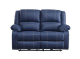 Zuriel Contemporary Power Motion Loveseat with USB Port Blue PU(#Blue001) 54616-ACME