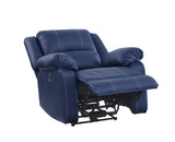 Zuriel Contemporary Power Recliner with USB Port Blue PU(#Blue001) 54617-ACME