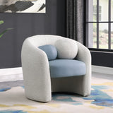 Acadia Boucle Fabric / Faux Leather / Engineered Wood / Foam Contemporary Blue Faux Leather / Cream Boucle Fabric Accent Chair - 33.5" W x 30.5" D x 30" H
