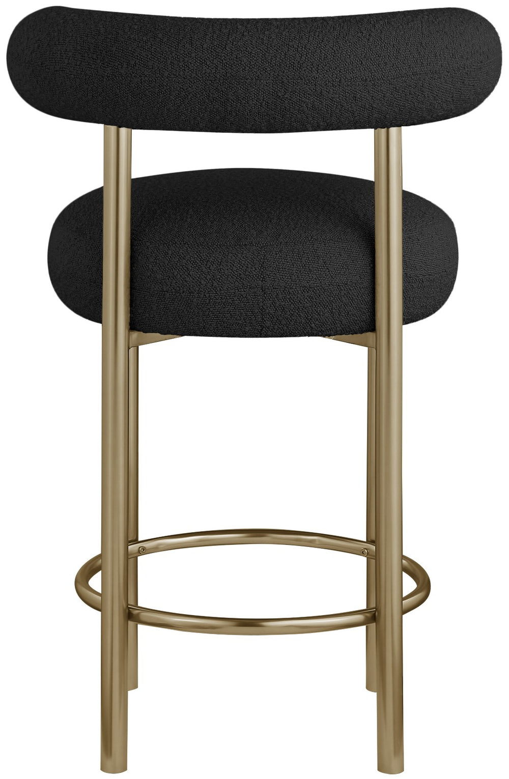 Bordeaux Boucle Fabric / Iron / Wood / Foam Contemporary Black Boucle Fabric Stool - 23" W x 22" D x 35.5" H