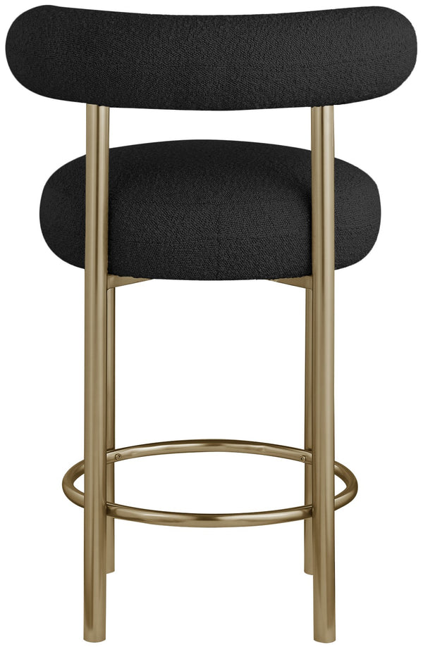 Bordeaux Boucle Fabric / Iron / Wood / Foam Contemporary Black Boucle Fabric Stool - 23" W x 22" D x 35.5" H