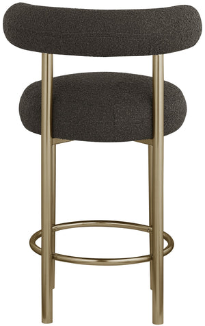 Bordeaux Boucle Fabric / Iron / Wood / Foam Contemporary Brown Boucle Fabric Stool - 23" W x 22" D x 35.5" H