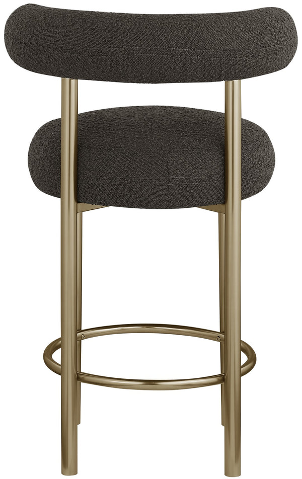 Bordeaux Boucle Fabric / Iron / Wood / Foam Contemporary Brown Boucle Fabric Stool - 23" W x 22" D x 35.5" H