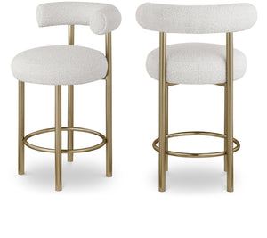 Bordeaux Boucle Fabric / Iron / Wood / Foam Contemporary Cream Boucle Fabric Stool - 23" W x 22" D x 35.5" H