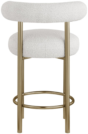 Bordeaux Boucle Fabric / Iron / Wood / Foam Contemporary Cream Boucle Fabric Stool - 23" W x 22" D x 35.5" H