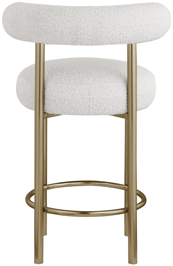 Bordeaux Boucle Fabric / Iron / Wood / Foam Contemporary Cream Boucle Fabric Stool - 23" W x 22" D x 35.5" H