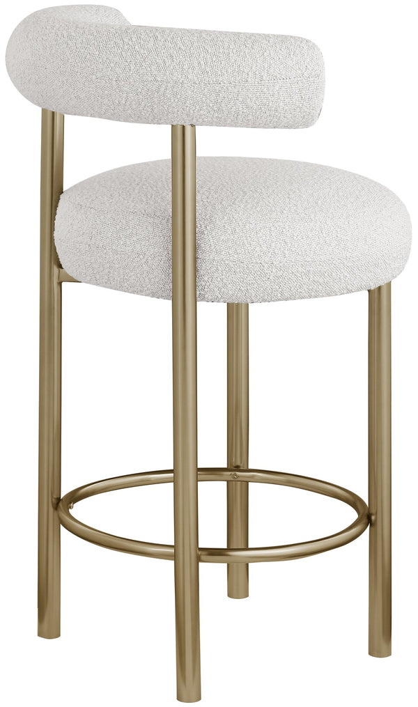 Bordeaux Boucle Fabric / Iron / Wood / Foam Contemporary Cream Boucle Fabric Stool - 23" W x 22" D x 35.5" H