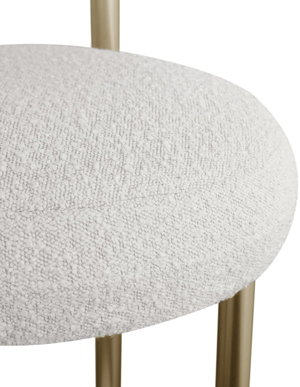 Bordeaux Boucle Fabric / Iron / Wood / Foam Contemporary Cream Boucle Fabric Stool - 23" W x 22" D x 35.5" H
