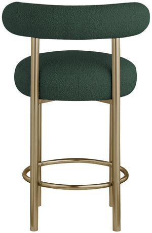 Bordeaux Boucle Fabric / Iron / Wood / Foam Contemporary Green Boucle Fabric Stool - 23" W x 22" D x 35.5" H