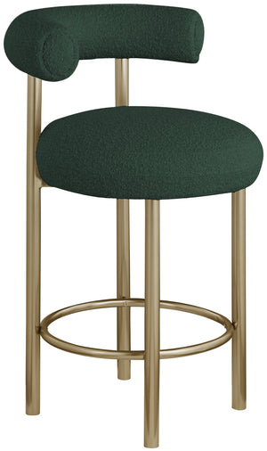 Bordeaux Boucle Fabric / Iron / Wood / Foam Contemporary Green Boucle Fabric Stool - 23" W x 22" D x 35.5" H