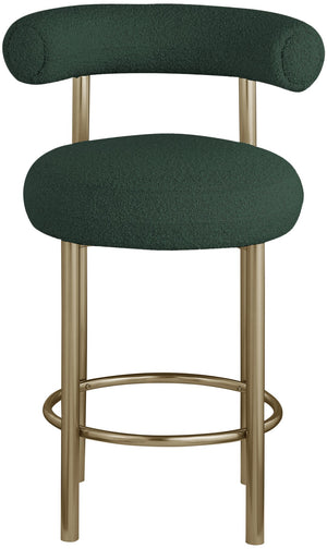 Bordeaux Boucle Fabric / Iron / Wood / Foam Contemporary Green Boucle Fabric Stool - 23" W x 22" D x 35.5" H