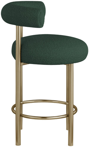 Bordeaux Boucle Fabric / Iron / Wood / Foam Contemporary Green Boucle Fabric Stool - 23" W x 22" D x 35.5" H