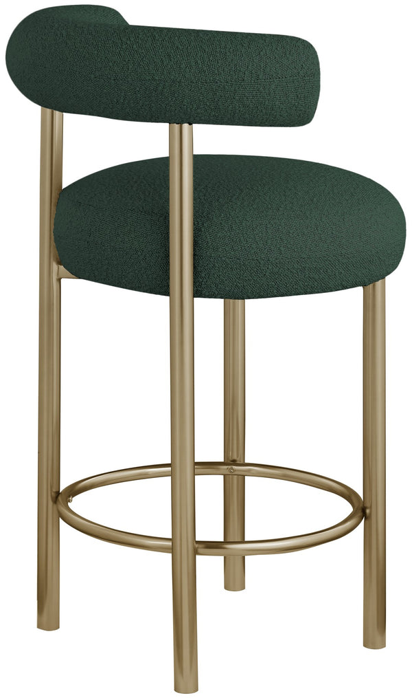 Bordeaux Boucle Fabric / Iron / Wood / Foam Contemporary Green Boucle Fabric Stool - 23" W x 22" D x 35.5" H