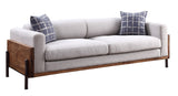 Pelton Contemporary/Industrial Sofa with 2 Pillows Beige Fabric (cc#) • Walnut Wood Panel • Iron Leg 54890-ACME