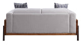 Pelton Contemporary/Industrial Loveseat with 2 Pillows Beige Fabric (cc#) • Walnut Wood Panel • Iron Leg 54891-ACME