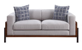 Pelton Contemporary/Industrial Loveseat with 2 Pillows Beige Fabric (cc#) • Walnut Wood Panel • Iron Leg 54891-ACME