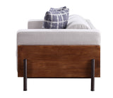 Pelton Contemporary/Industrial Loveseat with 2 Pillows Beige Fabric (cc#) • Walnut Wood Panel • Iron Leg 54891-ACME