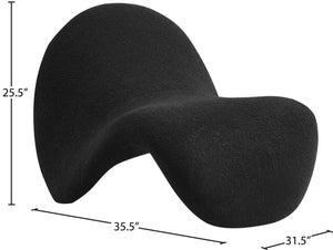 Theodore Faux Sherling / Engineered Wood / Foam Contemporary Black Fur Accent Chair - 31.5" W x 35.5" D x 25.5" H