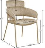 Yara Velvet / Iron / Foam Contemporary Beige Velvet Dining Chair - 22.5" W x 25.5" D x 34.5" H