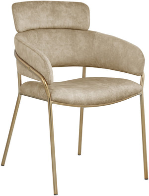 Yara Velvet / Iron / Foam Contemporary Beige Velvet Dining Chair - 22.5" W x 25.5" D x 34.5" H