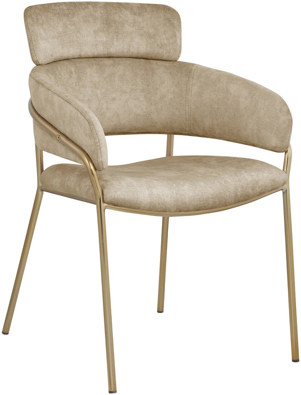 Yara Velvet / Iron / Foam Contemporary Beige Velvet Dining Chair - 22.5" W x 25.5" D x 34.5" H