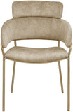 Yara Velvet / Iron / Foam Contemporary Beige Velvet Dining Chair - 22.5" W x 25.5" D x 34.5" H