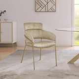 Yara Velvet / Iron / Foam Contemporary Beige Velvet Dining Chair - 22.5" W x 25.5" D x 34.5" H