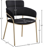 Yara Velvet / Iron / Foam Contemporary Black Velvet Dining Chair - 22.5" W x 25.5" D x 34.5" H