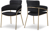 Yara Velvet / Iron / Foam Contemporary Black Velvet Dining Chair - 22.5" W x 25.5" D x 34.5" H