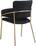 Yara Velvet / Iron / Foam Contemporary Black Velvet Dining Chair - 22.5" W x 25.5" D x 34.5" H