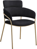 Yara Velvet / Iron / Foam Contemporary Black Velvet Dining Chair - 22.5" W x 25.5" D x 34.5" H