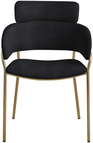 Yara Velvet / Iron / Foam Contemporary Black Velvet Dining Chair - 22.5" W x 25.5" D x 34.5" H