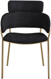 Yara Velvet / Iron / Foam Contemporary Black Velvet Dining Chair - 22.5" W x 25.5" D x 34.5" H