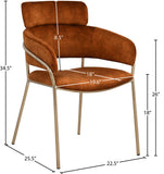 Yara Velvet / Iron / Foam Contemporary Cognac Velvet Dining Chair - 22.5" W x 25.5" D x 34.5" H